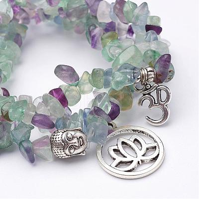 Natural Fluorite Stretch Bracelet Sets BJEW-JB02621-1