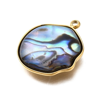 304 Stainless Steel Pave Natural Paua Shell Pendants STAS-Z125-01H-G-1