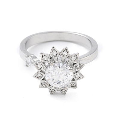 Sunflower Rotatable Open Cuff Rings for Women LS-RJEW-S402-13P-1