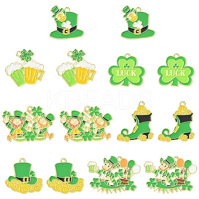 14Pcs 7 Styles Saint Patrick's Day Alloy Enamel Pendants ENAM-FS0001-67-1