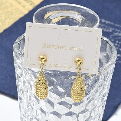 Ion Plating(IP) 304 Stainless Steel Teardrop Dangle Stud Earrings for Women EJEW-A119-16G-1