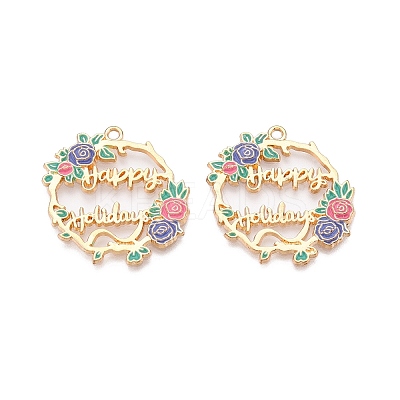Rack Plating Alloy Enamel Pendants LS-ENAM-N056-369KCG-02-1