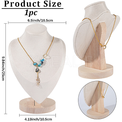 Bust Shaped Beech Covered with Velvet Necklace Display Stands NDIS-WH20010-02B-1