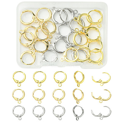12Pcs 3 Colors Rack Plating Brass Hoop Earring Settings KK-FS0001-45-1