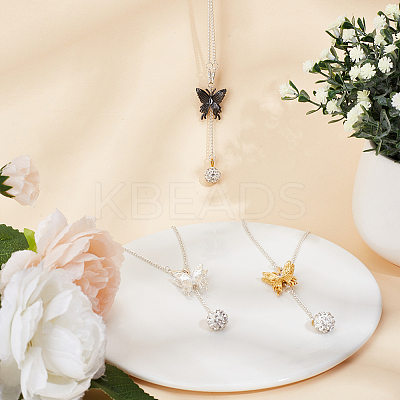 Brass Micro Pave Cubic Zirconia Butterfly Pendant Decorations HJEW-DR00024-1