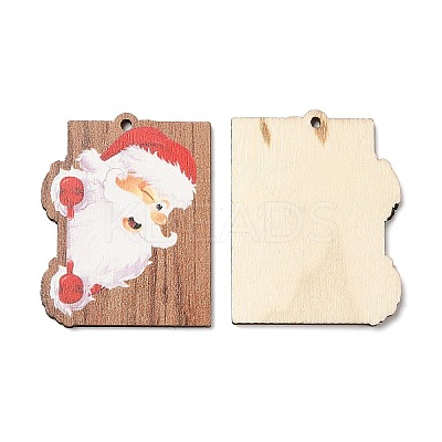 Single Face Christmas Printed Wood Pendants WOOD-D025-37-1