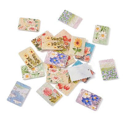 22Pcs 11 Style Embossed Printed Acrylic Pendants MACR-CW0001-11-1