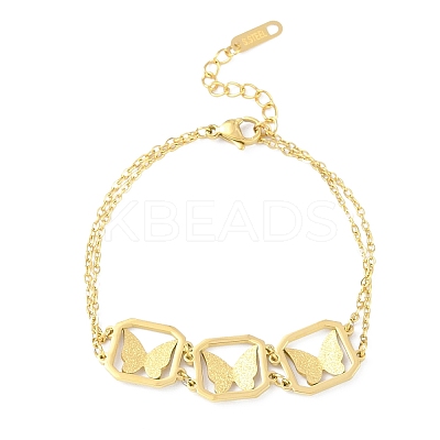 Ion Plating(IP) Golden 304 Stainless Steel Link Bracelets for Women BJEW-K254-17A-G-1