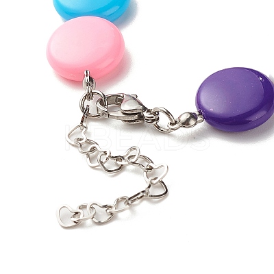 Acrylic Flat Round Beaded Bracelet for Women BJEW-JB07551-1