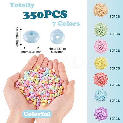 350Pcs 7 Colors UV Plating Opaque Acrylic Beads MACR-TA0002-31-1