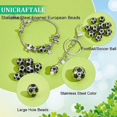 10Pcs 304 Stainless Steel Enamel European Beads STAS-UN0040-13-1