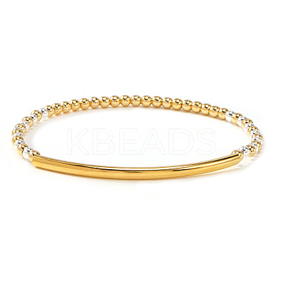 Luxury Round Brass Beads & Curved Tube Stretch Bracelets for Women CV0826-4-1