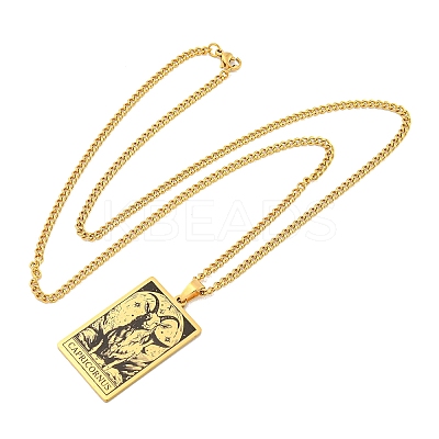 304 Stainless Steel Tarot Pendant Necklaces NJEW-A026-01G-10-1