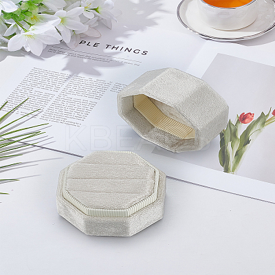 1Pc 3-Slot Octagon Velvet Rings Storage Boxes CON-LP0001-89B-1