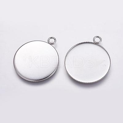 Tarnish Resistant 304 Stainless Steel Pendant Cabochon Settings STAS-K146-047-30mm-1