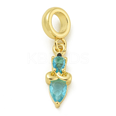 Rack Plating Brass Pave Light Blue Cubic Zirconia Lipstick European Dangle Charms KK-Z067-53G-1