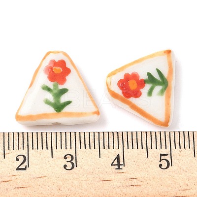 Flower Theme Handmade Porcelain Beads LAMP-D303-06B-01-1