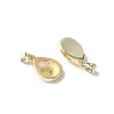 Natural Yellow Quartz Charms G-L553-47G-02-1