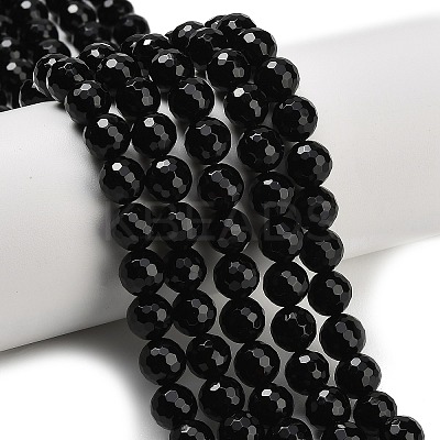 Natural Black Onyx Beads Strands G-C280-B01-8mm-1