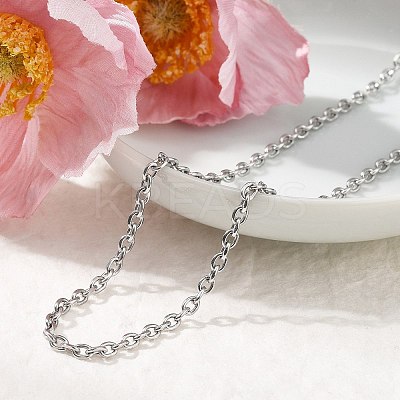 3MM 304 Stainless Steel Cable Chain Necklaces NJEW-T016-09P-1