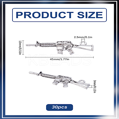30Pcs Tibetan Style Alloy Rifle/Gun Pendants FIND-LP0002-34-1