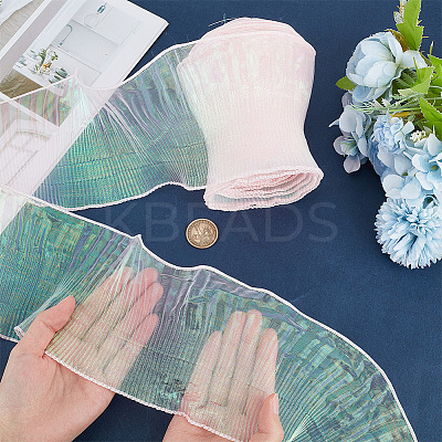 10 Yards Mermaid Color Polyester Pleated Lace Trim Ribbon DIY-WH0419-43A-1