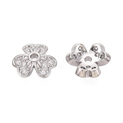 Brass Micro Pave Clear Cubic Zirconia Bead Caps KK-Q071-11P-02-1