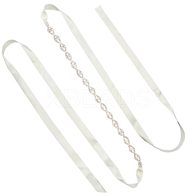 Metal Full Crystal Rhinestone Horse Eye Bridal Waist Belts for Wedding Dress AJEW-WH20080-65A-S-1