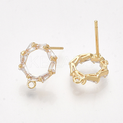 Brass Cubic Zirconia Stud Earring Findings X-KK-S350-343-1