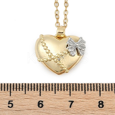 Brass Crossed Bowknot Heart Pendant Necklaces LS-NJEW-K280-06G-02-1