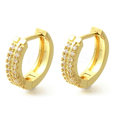 Brass Clear Cubic Zirconia Hoop Earrings LS-EJEW-M047-20G-1
