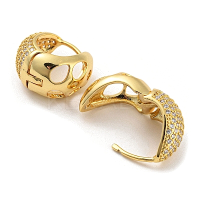 Brass Micro Pave Clear Cubic Zirconia Thick Hoop Earrings EJEW-Q785-07G-1