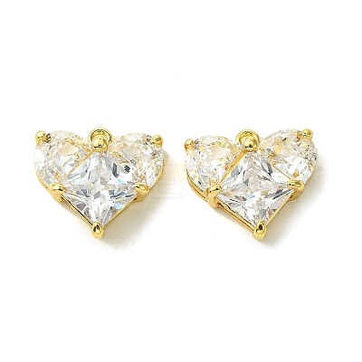 Brass Micro Pave Clear Cubic Zirconia Pendants KK-D099-03G-1