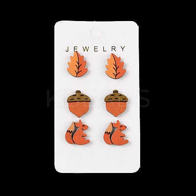 Thanksgiving Stud Earrings Set EJEW-U016-01P-02-1