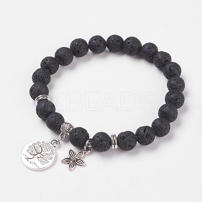Natural & Synthetic Mixed Stone Stretch Bracelets BJEW-JB03772-1
