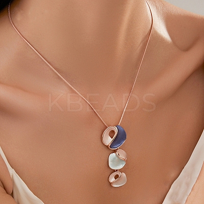 3 Irregular Heart Petal Zinc Alloy Enamel Pendant Necklaces for Women FS-WGE692F-01-1