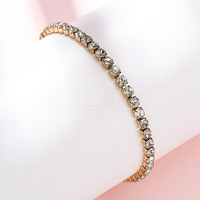 304 Stainless Steel Rhinestone Cup Chain Bracelets for Women BJEW-G753-01G-01-1