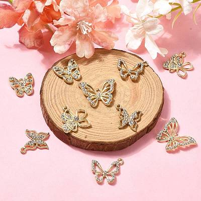10Pcs 5 Styles Alloy with Rhinestone Pendant FIND-CJ0001-78-1