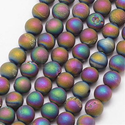 Electroplated Natural Agate Bead Strands G-K168-6mm-L2-08-1