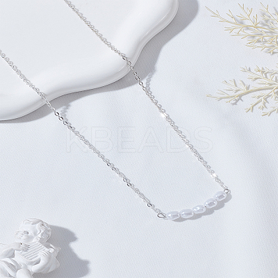 1Pc Zinc Alloy & ABS Plastic Imitation Pearl Round Pendant Necklaces NJEW-LP0009-40S-1