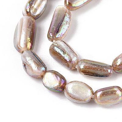 Electroplated Natural Freshwater Shell Beads Strands X-SHEL-T020-33-1