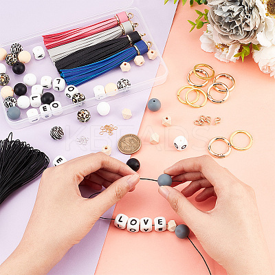 DIY Word Love Keychain Wristlet Making Kits DIY-PH0008-76-1
