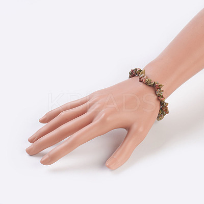Natural Unakite Stretch Bracelets X-BJEW-JB03681-02-1