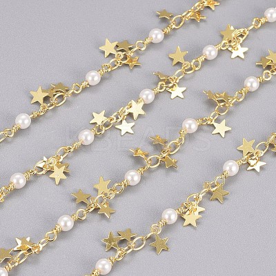 3.28 Feet Handmade Brass Beaded Chains X-CHC-I029-05G-1