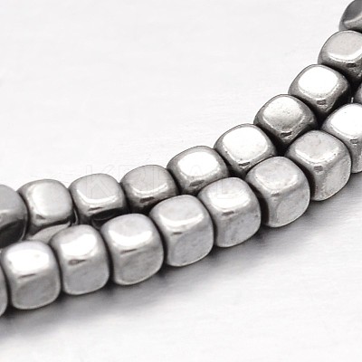 Cube Electroplate Non-magnetic Synthetic Hematite Beads Strands G-P110-03G-1