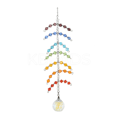 Faceted Round Glass Pendants Decoration HJEW-TA00023-1