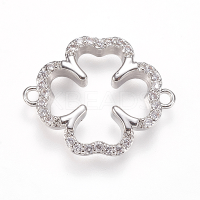 Brass Micro Pave Cubic Zirconia Links ZIRC-K073-09-01P-1