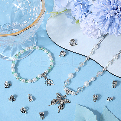 100Pcs 10 Style Tibetan Style Alloy Tube Bails FIND-SC0008-44-1