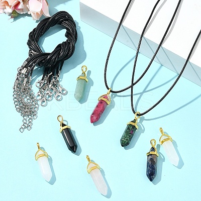 DIY Natural Gemstone & Waxed Cord Necklace Making Kits DIY-FS0008-04A-1