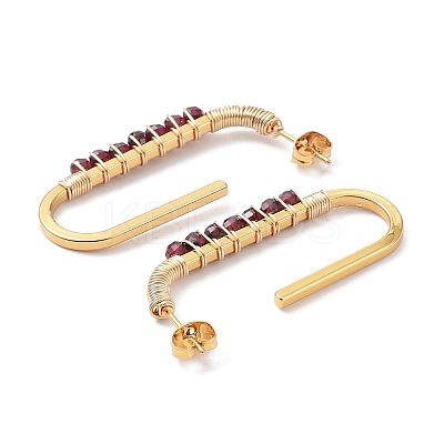 Natural Garnet Beaded Stud Earrings STAS-D058-10G-03-1